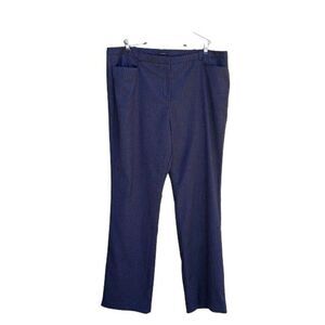 Worthington Modern Fit Pant High-rise Straight Leg Gray Striped Navy Sz 18